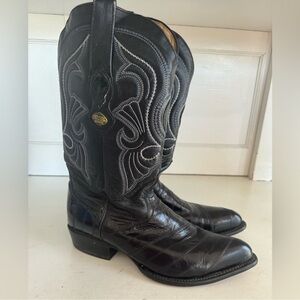 Los Altos Men's Black Goat Leather J Toe Boots Size 9.5 (EE width).